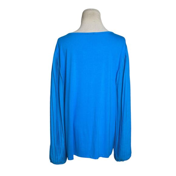 Talbots blue long pleated sleeves tunic blouse size 1X - Picture 8 of 9